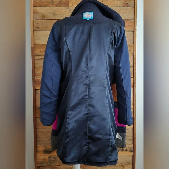 Plenty By Tracy Reese Dusken Wool Funnel Neck Coat Anthropologie Colorblock Sz M - Picture 10 of 16